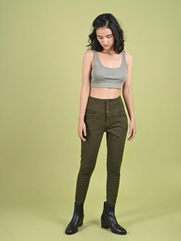 FREAKINS - Olive Broad belt High Waist Jeans