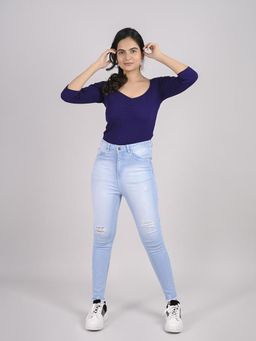 FREAKINS - Light Wash Skinny Jeans With Distress