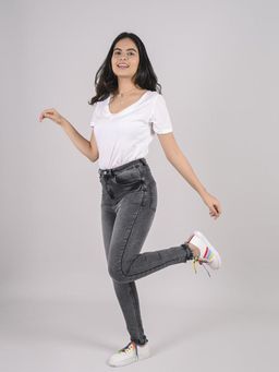 FREAKINS - Grey Skinny Jeans With Distress