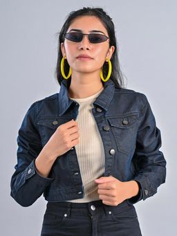 FREAKINS - Cropped Denim Jacket In Midnight Blue