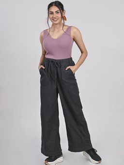 FREAKINS - Dark Grey Parallel Fit Pant With Elasticated Waistband