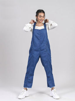 FREAKINS - Eco-Friendly Mid Blue Denim Dungaree