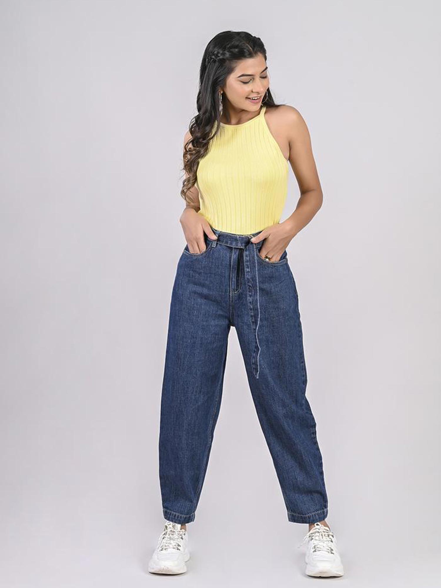 FREAKINS Belted Balloon Fit Jeans 