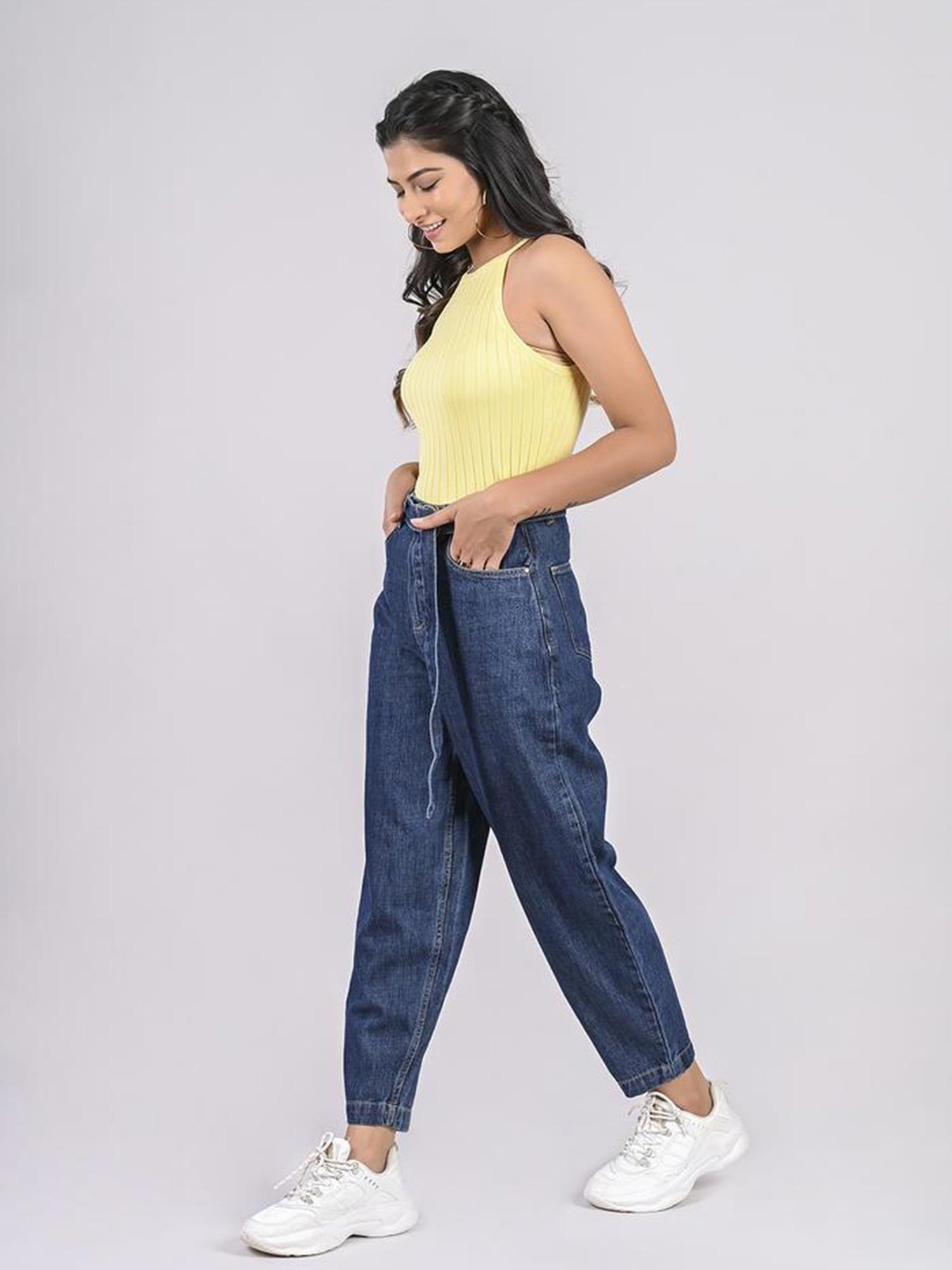 FREAKINS Belted Balloon Fit Jeans 