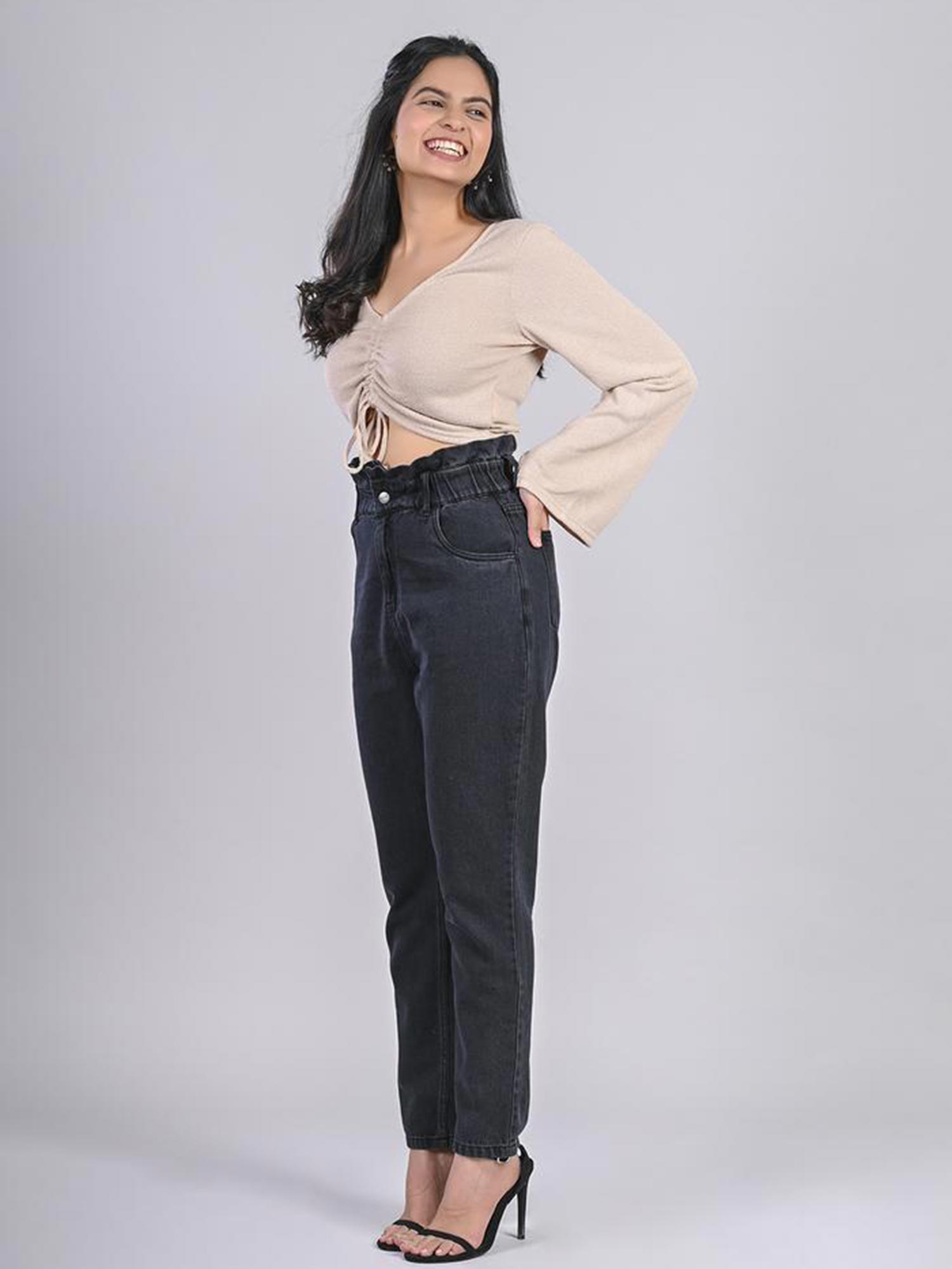 Buy FREAKINS Paper Bag Jeans In Black 