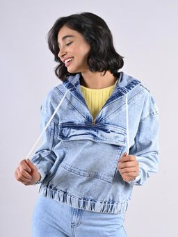 FREAKINS - Denim Bomber With Hood