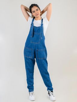 FREAKINS - Mid Blue Organic Denim Dungaree