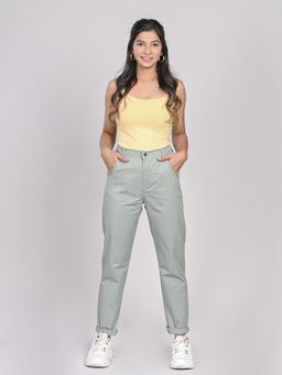 FREAKINS - High Waist Mom Fit Pants In Sage Green