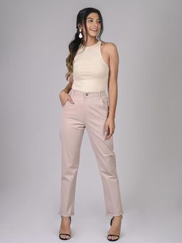 FREAKINS - High Waist Mom Fit Pants In Dusty Pink