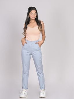 FREAKINS - High Waist Mom Fit Pants In Light Blue