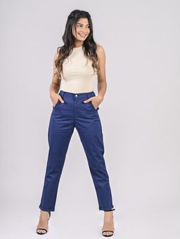 FREAKINS - High Waist Mom Fit Pants In Royal Blue