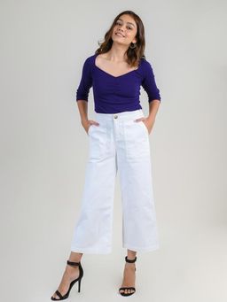 FREAKINS - White Parallel Pants With Carpenter Pocket