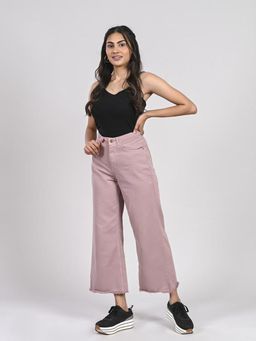 FREAKINS - Dusty Pink Wide Leg Jeans