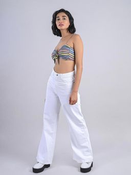 FREAKINS - Eco-Washed White Flared Jeans