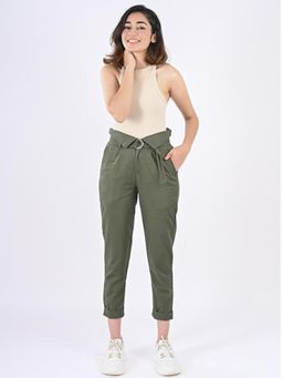 FREAKINS - Breezy Pants With Belt Olive