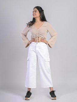 FREAKINS - White Cargo Utility Pants