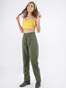 FREAKINS - Olive High Waist Mom Fit Jeans