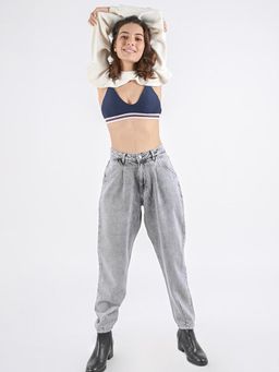 FREAKINS - Cloud Grey Darted Slouchy Jeans