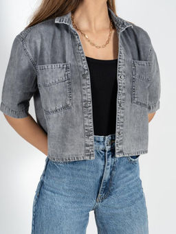 FREAKINS - Cropped Shirt In Grey