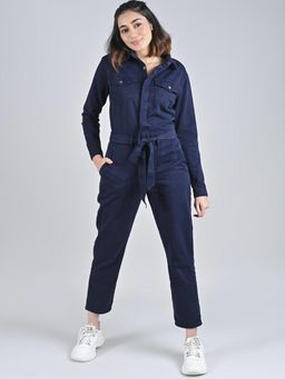 FREAKINS - Long Denim Jumpsuit In Navy