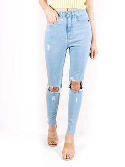 FREAKINS - Light Wash Ripped Skinny Jeans