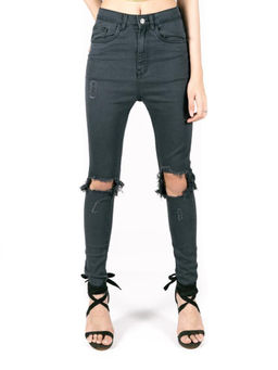 FREAKINS - Grey Ripped Skinny Jeans