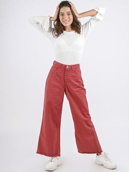 FREAKINS - Red Wide Leg Jeans