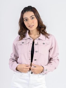 FREAKINS - Pink Cropped Denim Jacket