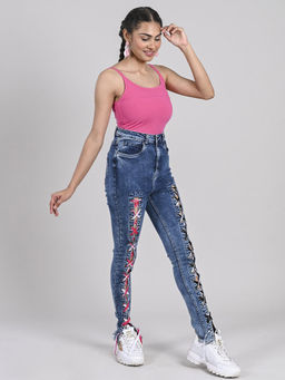 FREAKINS - Criss Cross Detail Skinny Jeans