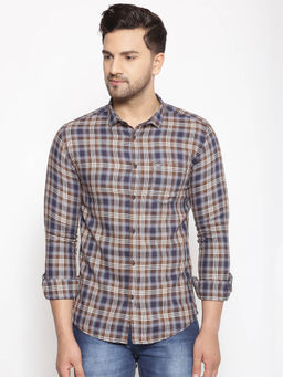 SHOWOFFFF - Men's Cotton Brown Printed Slim Fit Shirt