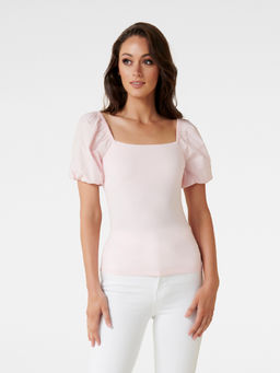 Forever New - Blake Square Neck Poplin Sleeve Tee