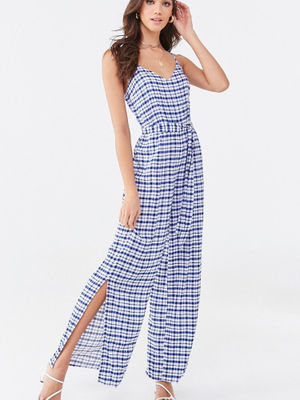 Forever 21 Jumpsuits : Buy Forever 21 Blue Plaid Split-Leg Jumpsuit Online | Nykaa Fashion.