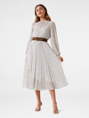 Fiona pleat belted midi dress Clearance