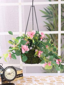 Fourwalls - Bougainvillea Artificial Plant In Hanging Ironware Basket 40 Cm