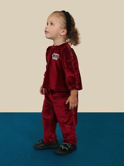 One Friday - Burgundy Solid Trouser