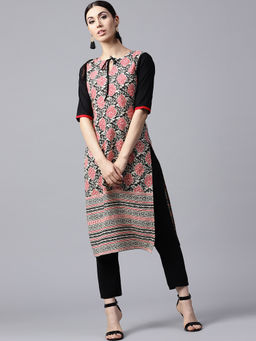 Gerua By Libas - Multi-Color Floral Cotton Straight Kurta
