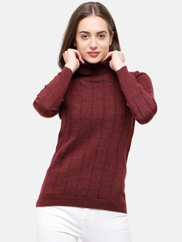 98 Degree North - 98 Degree North's Burgundy Melange Full Sleeves Sweater