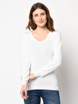 98 Degree North - White V-Neck Sweater