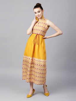 Gerua By Libas - Yellow Printed Cotton Dress