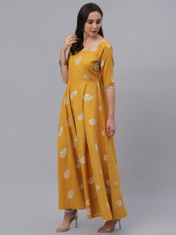 Libas - Yellow Printed Casual Dress