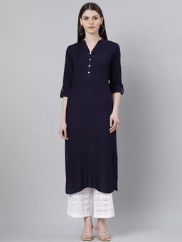 Libas - Blue Solid Kurta