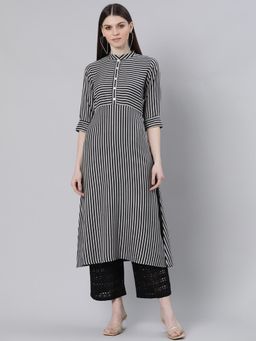 Libas - Grey Stripes Kurta