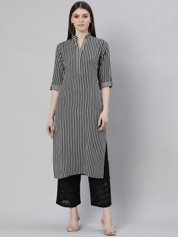 Libas - Grey Stripes Kurta