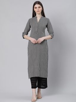 Libas - Grey Stripes Kurta