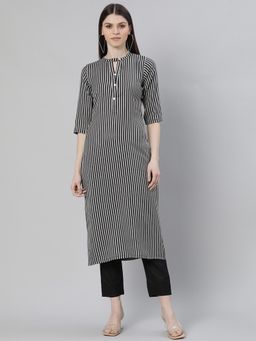 Libas - Grey Stripes Kurta