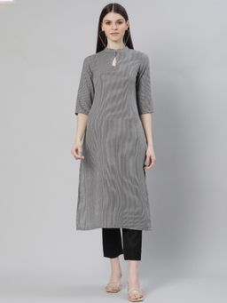 Libas - Grey Stripes Kurta