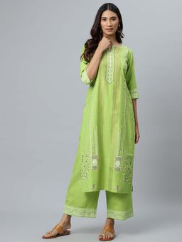 Gerua By Libas - Green Cotton Printed Kurta