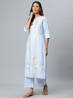 Gerua By Libas - Blue Cotton Printed Kurta