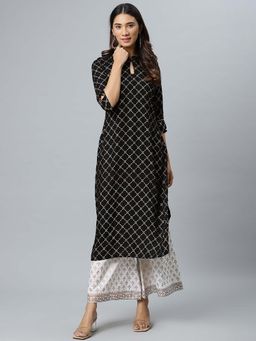 Gerua By Libas - Black Rayon Printed Kurta