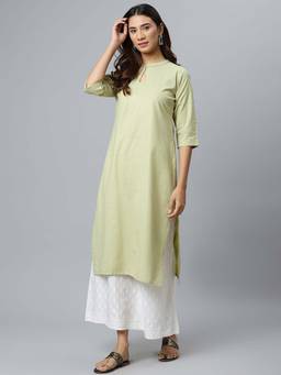 Gerua By Libas - Green Cotton Printed Kurta